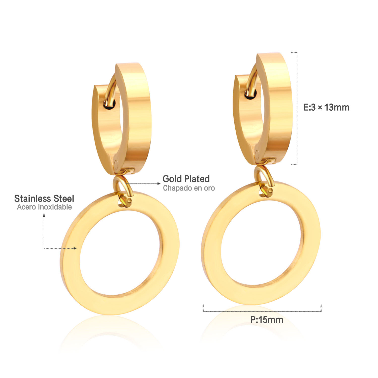 14g Weight Rhinestones Inlay Material Drop Earrings Classification 1 Pair Quantity Street Occasion Stainless Steel Material Triangle, Round, Heart Shape Pattern Women'S Gender Fashion Style Fashion Triangle Round Heart Shape Stainless Steel Rhinestones Drop Earrings 1 Pair 5