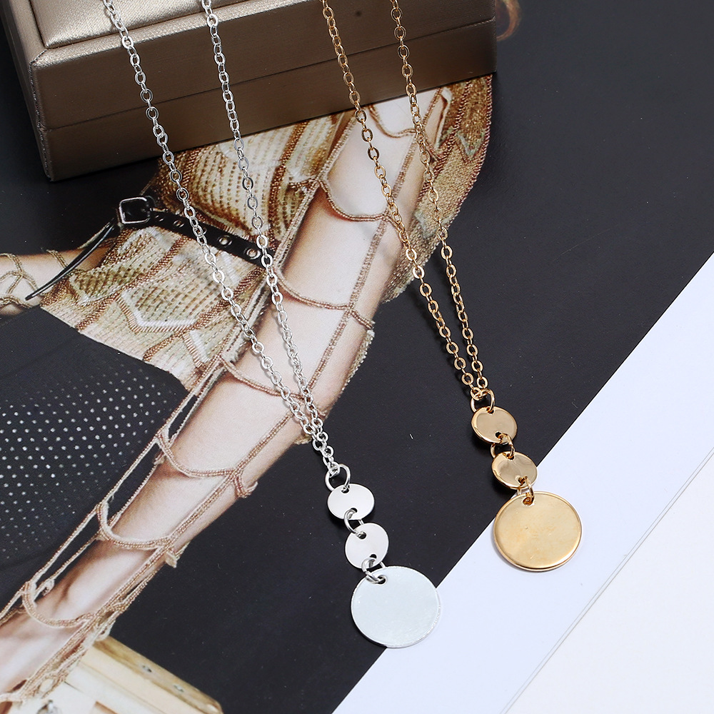 fashion metal geometric Y-shaped pendant long necklace