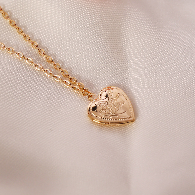 Simple open heart-shape copper necklace earring set