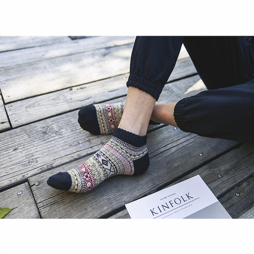 Unprofitable socks men's boat socks cotton breathable ethnic style men's trendy wholesale retro thick thread Zhuji socks