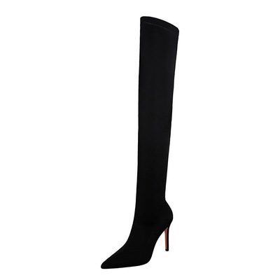 315-9 European and American Fashion High Heel Elastic Lycra Thin Heel Sexy Nightclub Slim Slim Over Knee Boots
