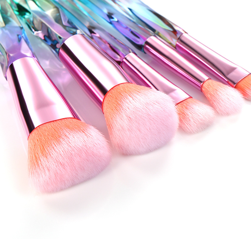 Trendy 5 Pcs Transparent Artificial Crystal Handle Acrylic Makeup Brush Set display picture 15