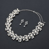 Necklace and earrings for bride from pearl, bracelet, set, jewelry, accessory, European style, wholesale