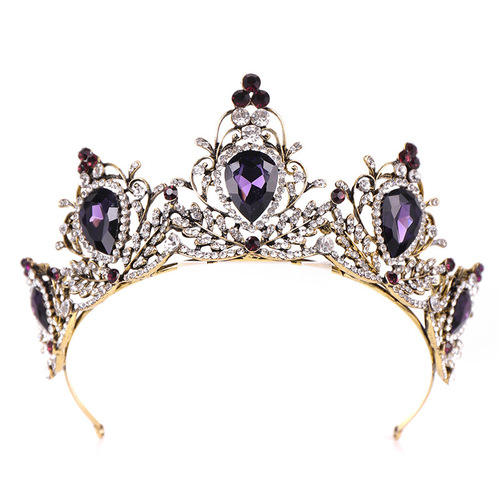 Hairpin hair clip hair accessories for women Crown Pin Baroque crown purple retro crown black crown wedding headdress