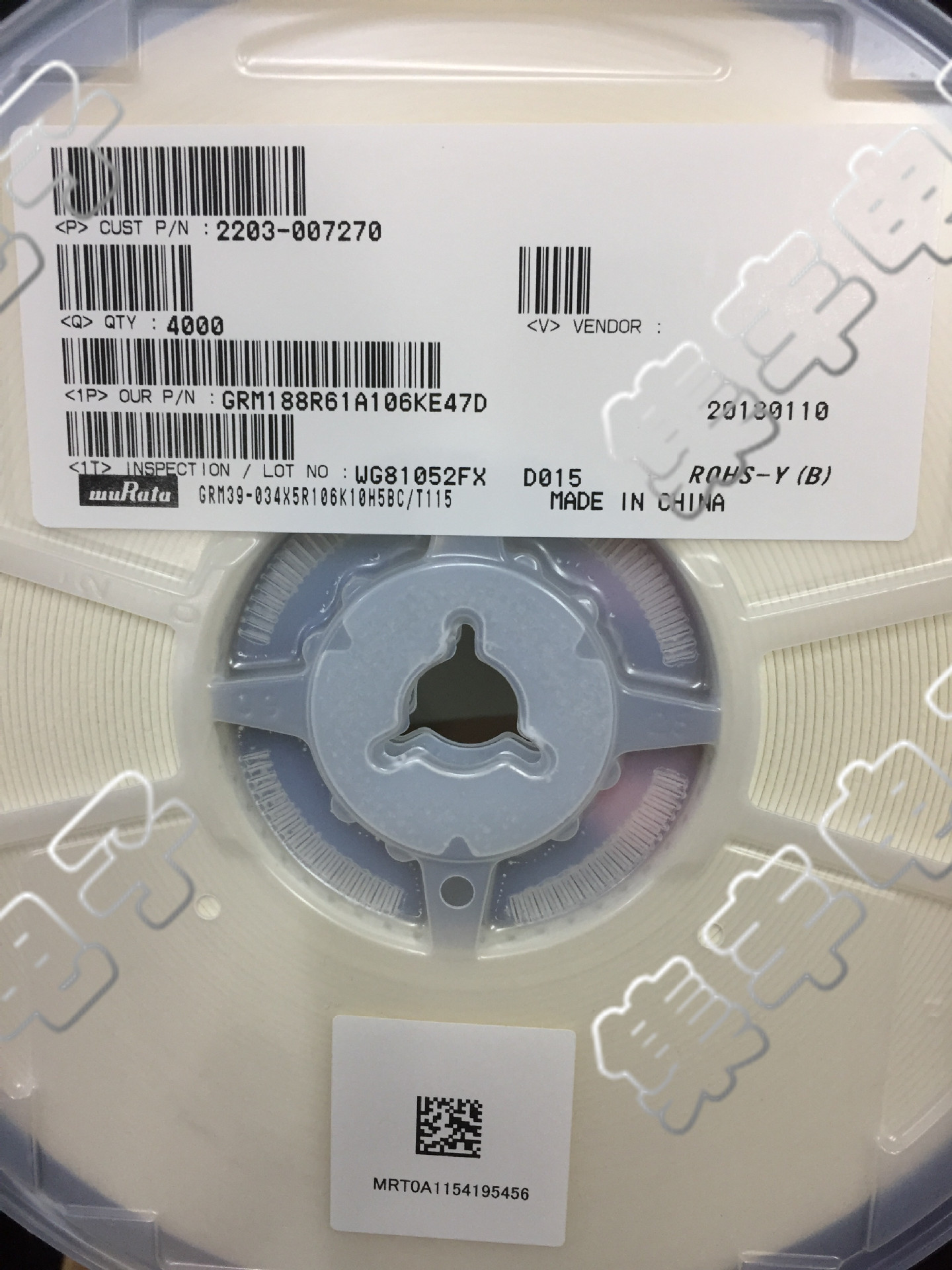 贴片村田电容 0603(1608) 106K 10uF 10V 10% 实物拍摄