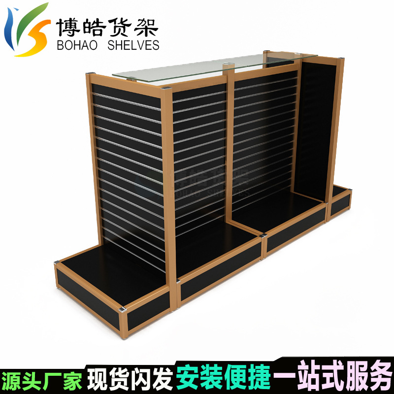 商超槽板货架 内衣服装店展柜 手机壳饰品头饰挂件展示架黑色货架