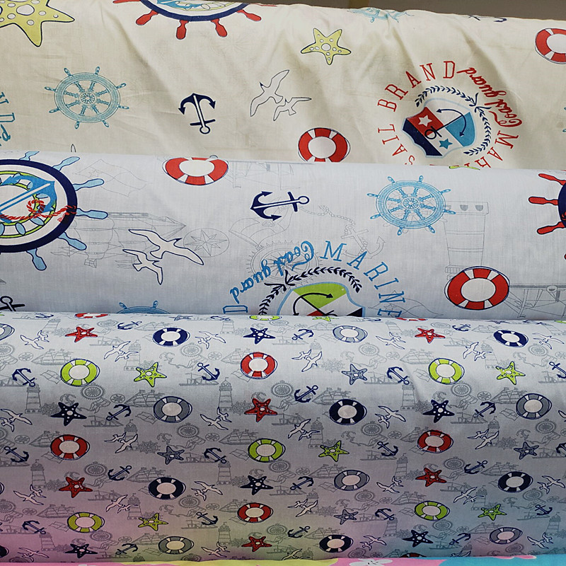 厂家直销1.6宽128*68纯棉斜纹布料幼儿园套件 百款卡通花型印花布