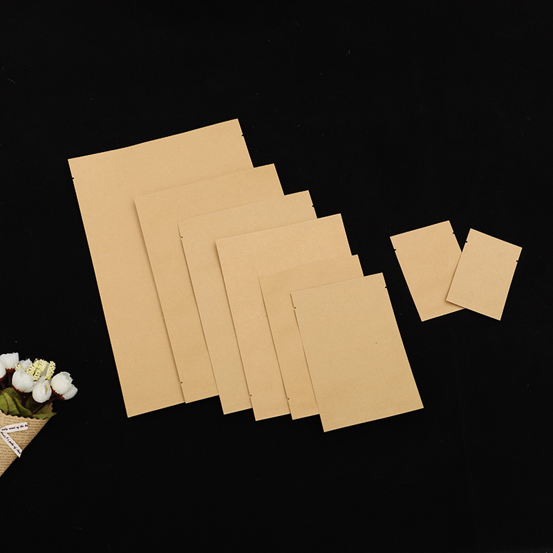 内镀铝平底牛皮纸袋 饼干包装袋 茶叶干果枸杞锡纸袋可制定logo