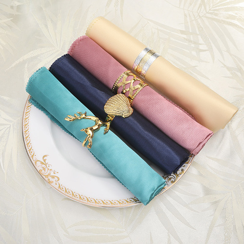 Napkin folding flower dining cloth red apricot red navy blue pink beige