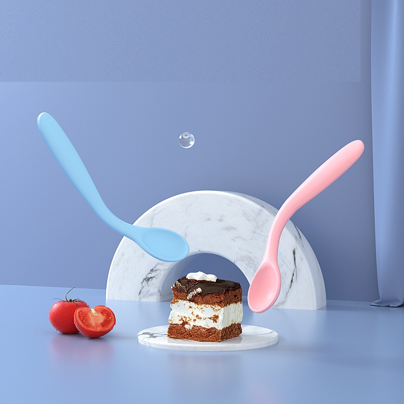 Newborn Bend silica gel Soft head spoon household baby study train fold a soup spoon suit