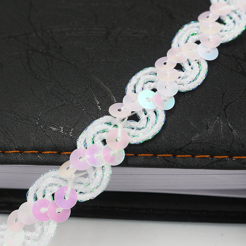 Protección del Medio Ambiente onda lentejuelas tira de cuentas cinturón Ropa Accesorios DIY1.5CM rendimiento ropa lentejuelas cinturón de encaje