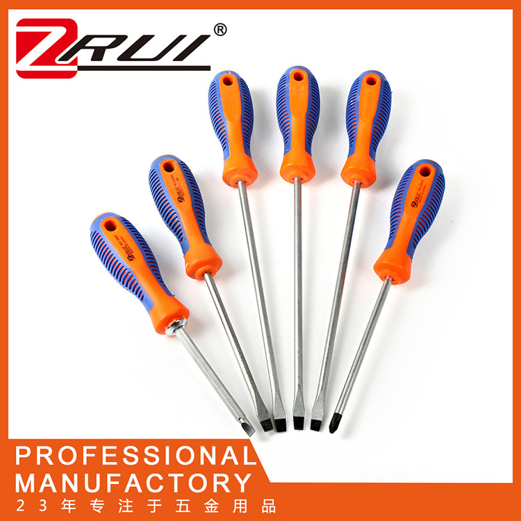 Mango de malla destornillador de plástico de dos colores Cruz destornillador de ciruela de una palabra herramienta de reparación de grado industrial