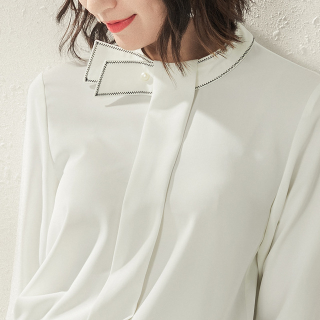 Autumn new chiffon shirt jacket with erect collar temperament