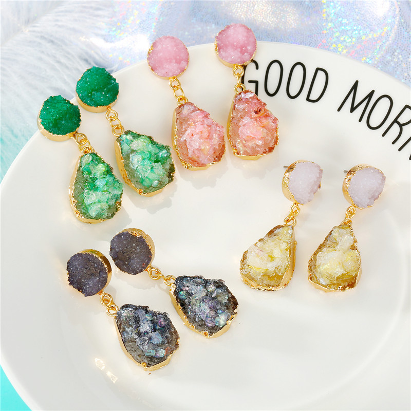 Jewelry New Retro Irregular Gravel Earrings Unique Resin Earrings display picture 7