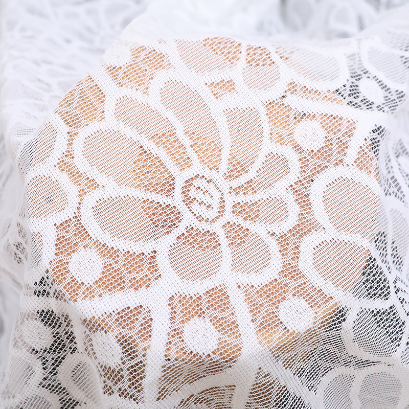 蕾丝面料厂家直供 可定经编全涤蕾丝面料 婚纱礼服窗帘连衣裙面料