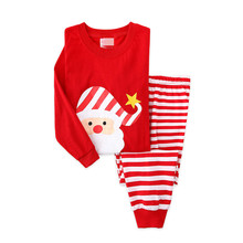 兒童男女童棉套裝 兒童服裝聖誕老人圓領童家居服兩件套一件代發