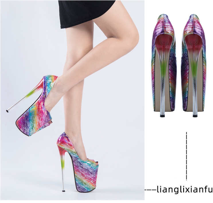 Giày cao gót nữ mũi nhọn gót 22 cm miệng cá phong cách Âu Mỹ — Màu đen chi tiết 4