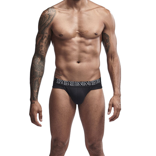 Men's ribbed cotton cross-border best-selling wholesale briefs with breathable solid color low-rise high-cut and lifting triangle underwear