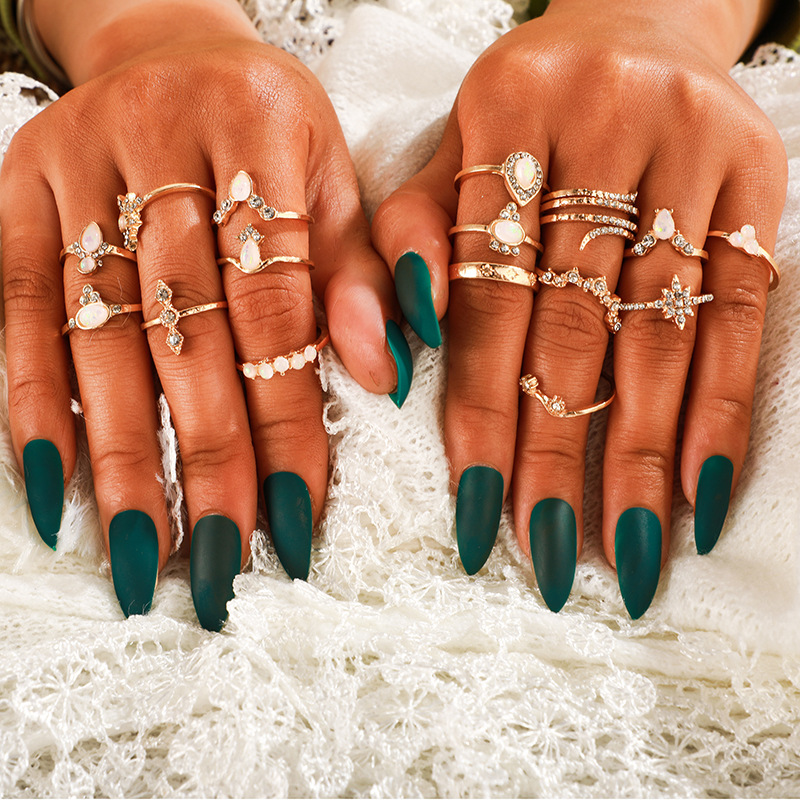 2019 Ali Express neue 17teiliges Set Ring Europischer und amerikanischer Bohemien Diamant Set Ring Schmuckpicture4