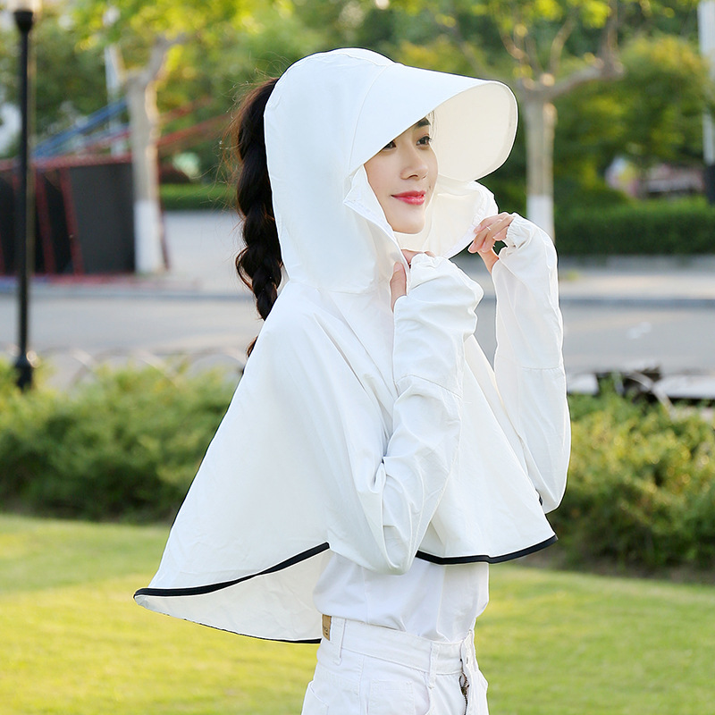 2019夏季新款防紫外线防晒衣女骑车短款防晒斗篷薄款外套户外|ru