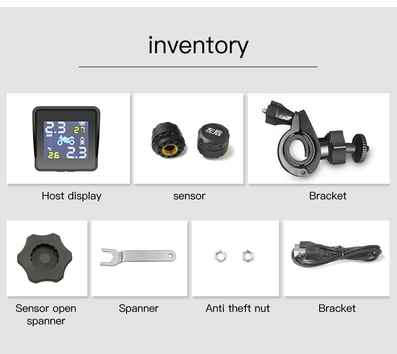 Motorcycle Smart Tire Pressure Monitor Locomotive Wireless Solar Tire Pressure Monitor TPMS Digital Tire Pressure Monitoring