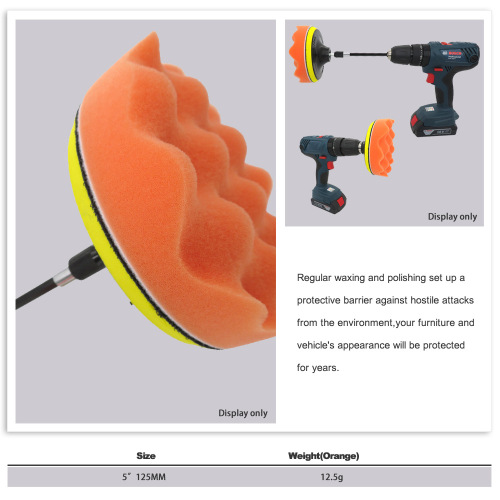 Foreign trade supply 5 inch 125mm orange wave car polishing sponge car beauty waxing car wash sponge plate