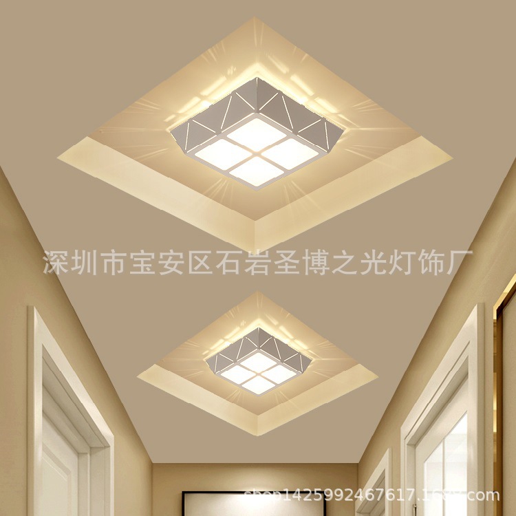 现代led铁艺过道灯客厅嵌入式一体灯具调光走廊灯辅助吸顶灯明装