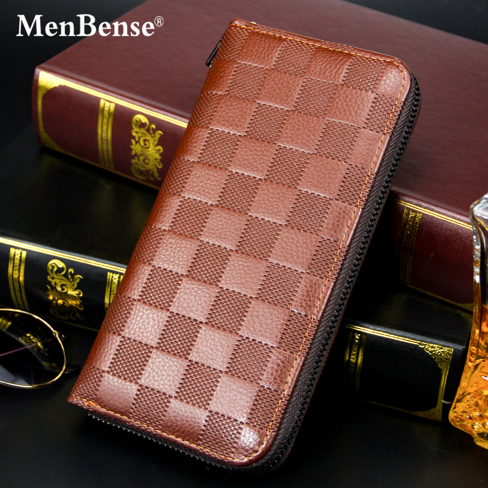 A cuadros de los nuevos hombres cremallera embrague largo casual de gran capacidad de Los Hombres Cartera de comercio exterior AliExpress cartera