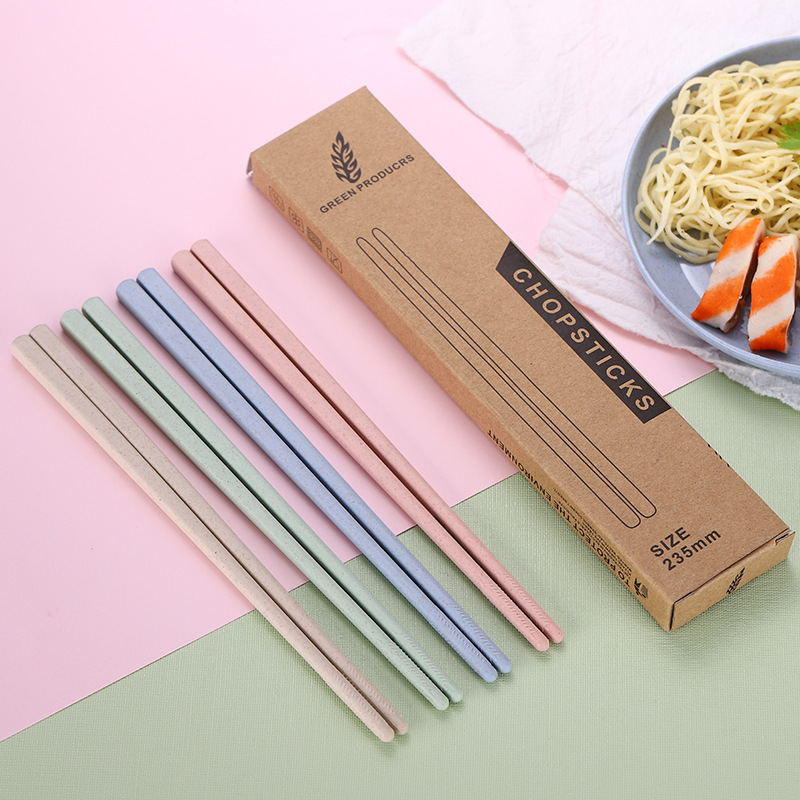 Wheat Straw Creative Japanese Chopsticks For Restaurants And Hotels,4 Pairs Of Chopsticks For Home Use,Dropshipping