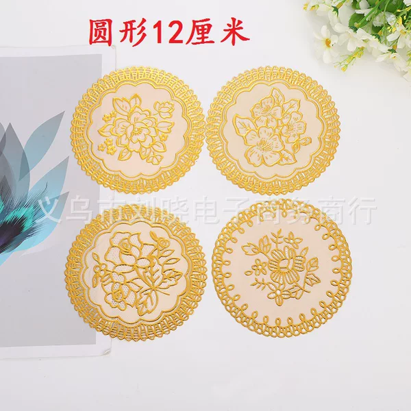 Factory direct pvc bronzing coaster Western dining mat ashtray mat mat heat insulation pad round 12cm