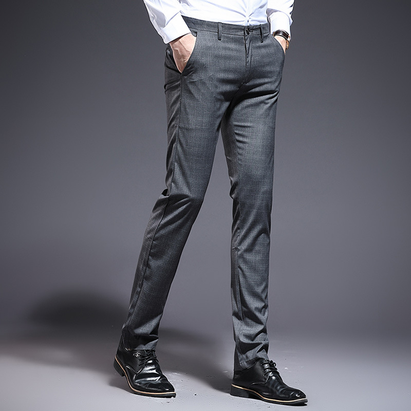 2019 summer Thin section lattice man Casual pants Korean Edition Youth fashion trousers Self cultivation Elastic force Casual pants