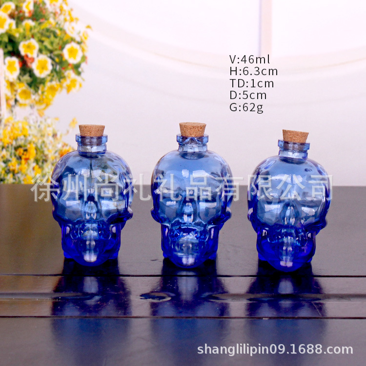 可设计logo瓶型一站式购物厂家供应喷涂  压口骷髅头酒瓶玻璃瓶