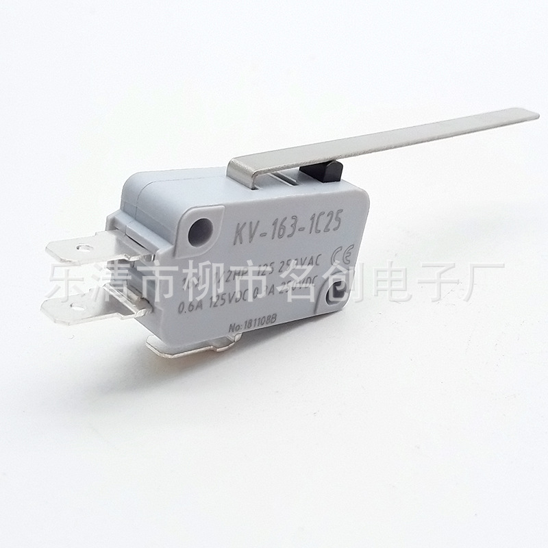 小型行程限位开关 3脚带直柄轻触按钮开关 微动开关KV-163-1C25