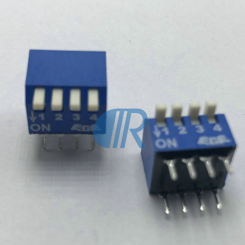 台湾ECE拨码开关EPS104AZ侧拨4位蓝色琴键开关2.54间距银脚开关