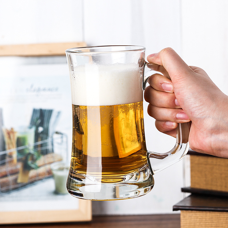 春之晖 啤酒杯带把玻璃杯大号扎啤杯家用啤酒杯加厚无铅玻璃杯子|ru