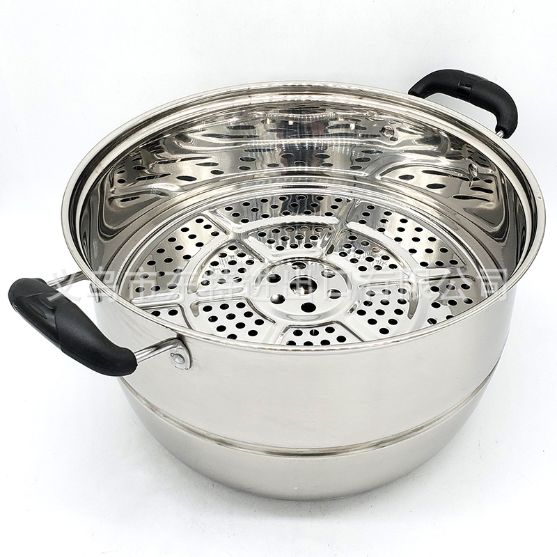 Stainless steel thickened steamer, electric wooden handle, bottom combination cover, three-layer steamer, household multi-functional soup steamer detail image 13