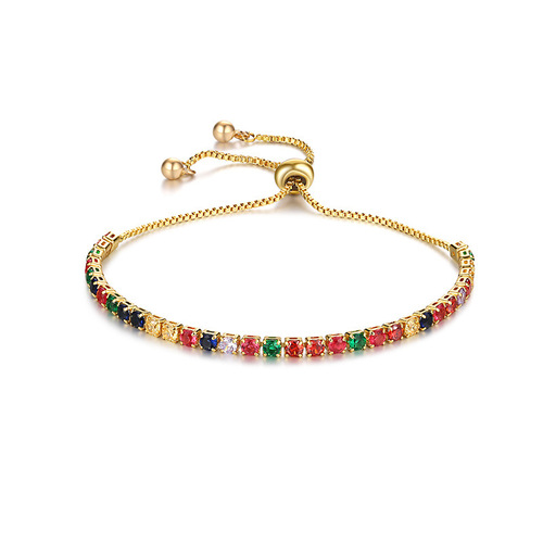 Kerastase, AliExpress cross-border new products, adjustable crystal bracelet for women from European and American manufacturers, with colorful cubic zirconia stones