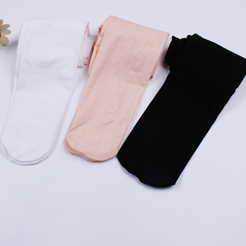 儿童连裤袜春秋舞蹈袜白女童袜芭蕾舞加裆90D袜打底成人练功裤袜