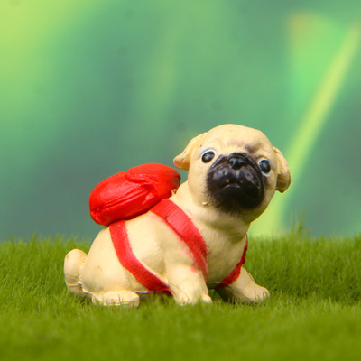 自愈系溫暖系列背包巴哥犬手辦韓版創意小清新園藝百搭造景公仔