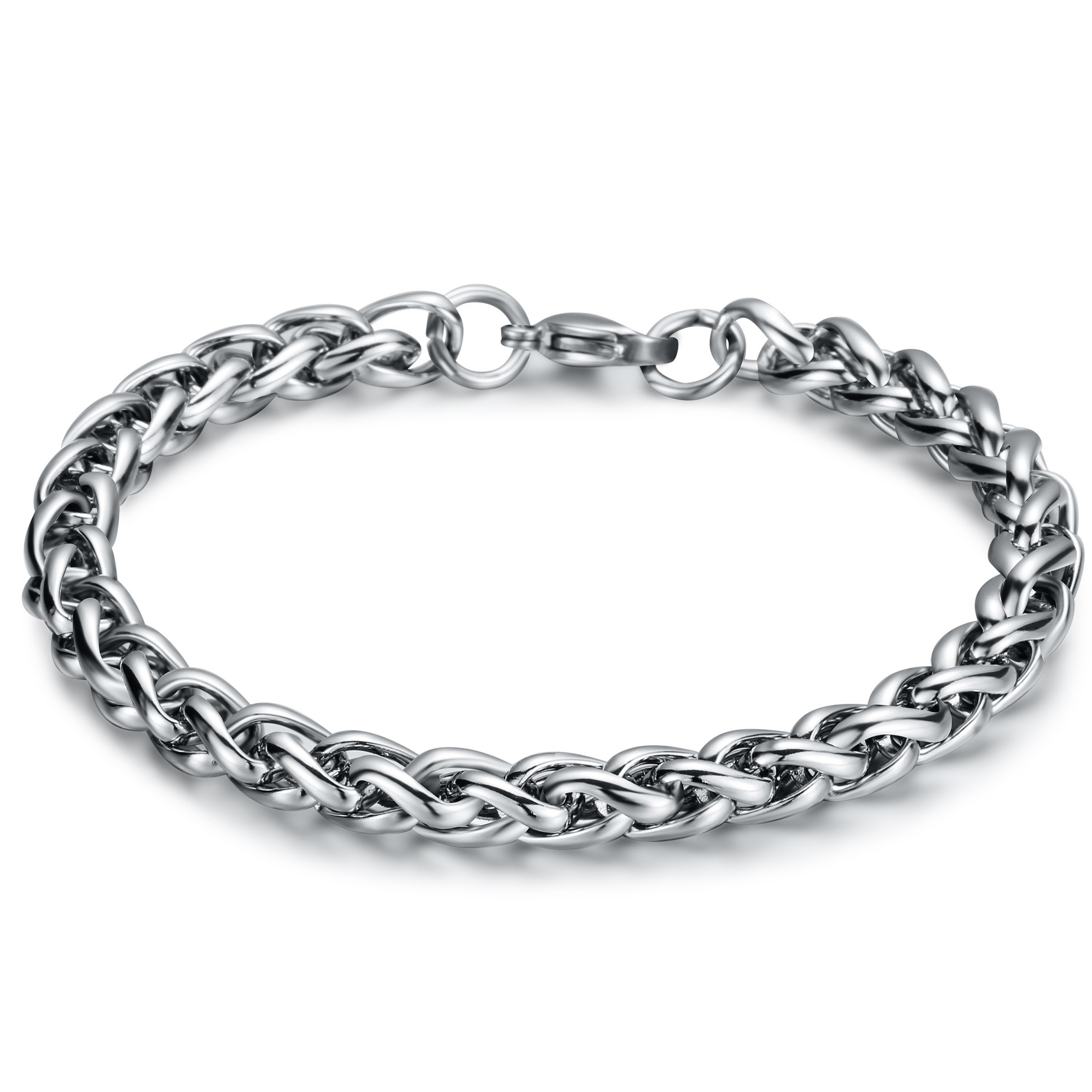 Pulsera de cadena de cesta de hombres de acero de titanio estilo coreano joyería de moda de acero inoxidable pulsera de cadena de hueso de dragón joyería barata al por mayor