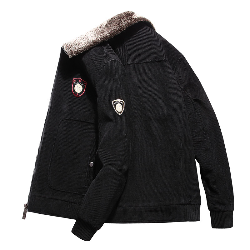 2019 nueva chaqueta de pana para hombre chaqueta con forro de lana chaqueta de solapa juvenil para hombre chaqueta casual acolchada de algodón