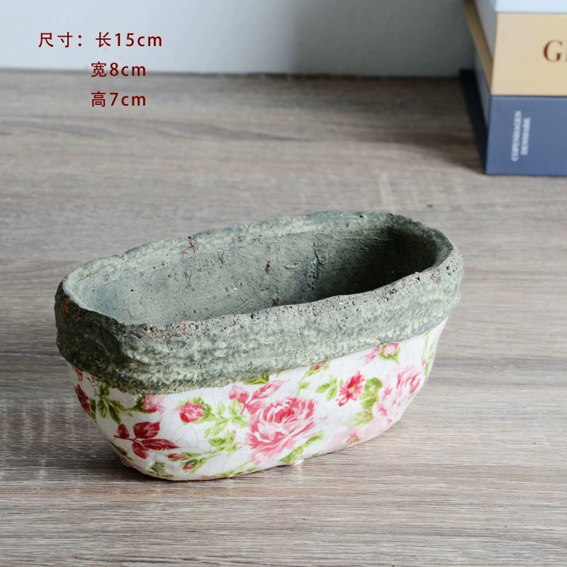 Винтажный старый ледяной глазурь в пасторальном стиле, лапша с розами в Корейском стиле, мясистый маленький цветочный горшок, ручной работы