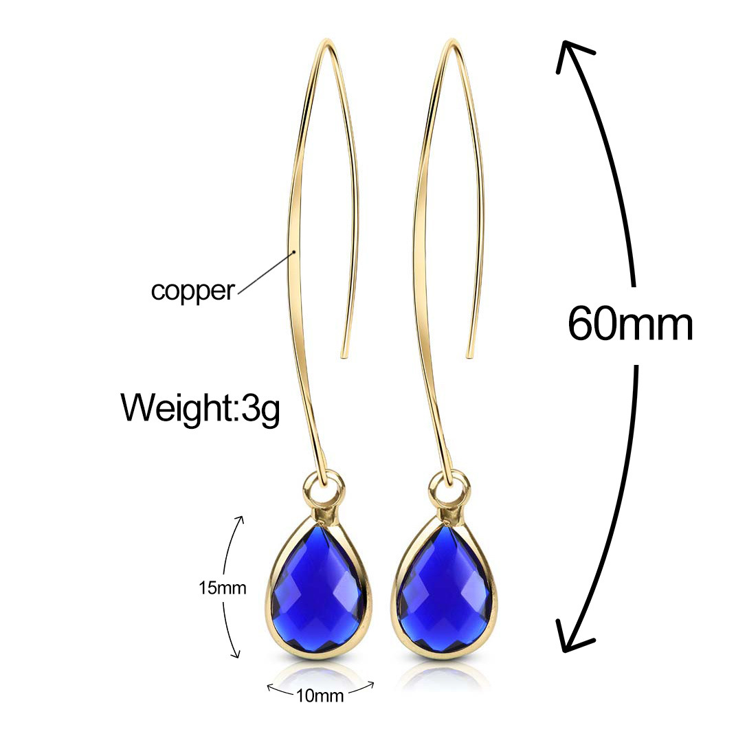 7g Weight 1 Pair Basic Modern Style Classic Style Water Droplets Inlay Copper Artificial Crystal Glass Drop Earrings