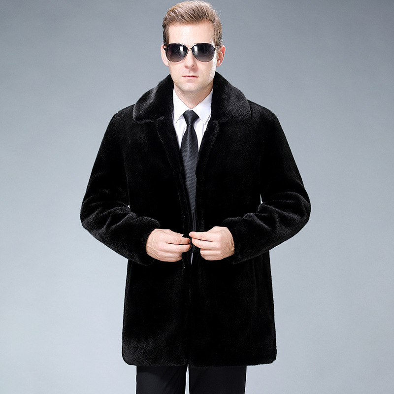 2019 man one new pattern Fur mink leather and fur leisure time Self cultivation Lapel Mink cashmere overcoat winter