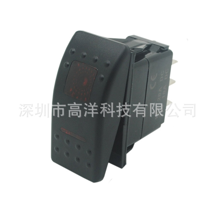 汽车房车开关 12V24V自复位开关 3档开关 按钮船形开关 红光