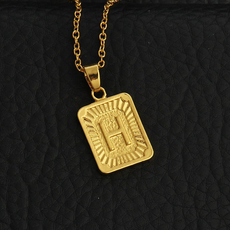 fashion gold medal square letter necklace wholesalepicture2