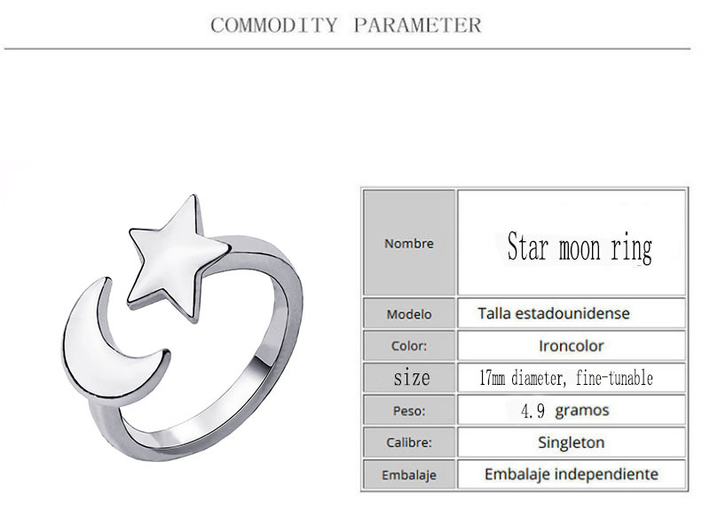 fashion star moon ring adjustable open ring wholesale nihaojewelry