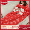 Manufactor wholesale double-deck thickening printing Coral With sleeves TV blanket Lazy man Flannel keep warm Sofa blanket