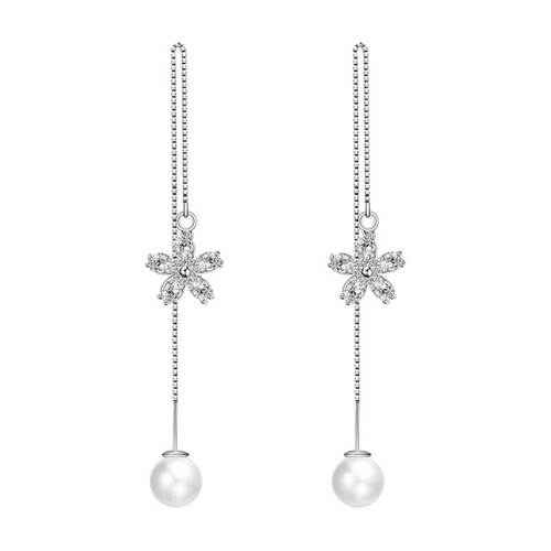 Korea S925 silver needle five-pointed star moon leaf ice flower four-leaf clover ear wire long earrings women's earrings wholesale