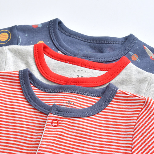Foreign trade ins aliexpress wish three-piece set of cotton foot-wrapped baby rompers, newborn long-sleeved jumpsuit